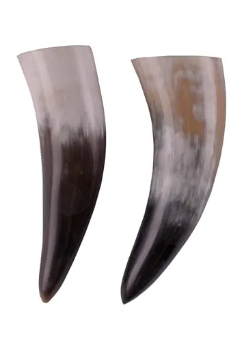 Battle-Merchant | Hochwertiges Wikinger Trinkhorn | Lebensmittelechtes Naturhorn | Poliertes Rinderhorn | Mittelalter Met-Horn | Deko, LARP, Reenactment | ca. 0,15 L
