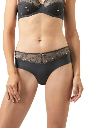 Mey Dessous Serie Delightful Damen Hipster Thunder Grey XXL (46) - Modischer Damen Hipster mit hüftigem Sitz für optimalen Komfort im Alltag. Elegante Spitzenverzierung und flacher Bund sorgen für einen perfekten Sitz ohne Drücken. Aus hochwertigem Material für ein luxuriöses Tragegefühl.