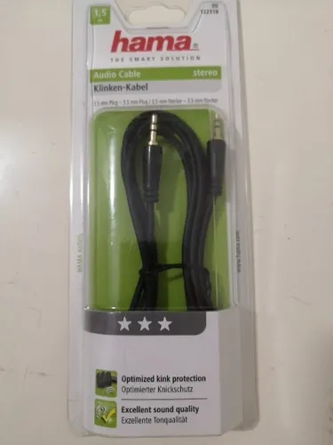 Hama Audio Premium Klinkenkabel 3,5mm M/M 1,5m Schwarz Vergoldet Knickschutz