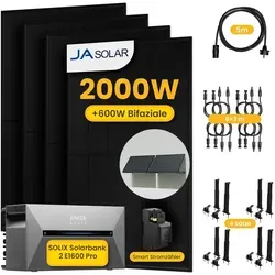 Anker Balkonkraftwerk 1760W - Solix Solarbank 2 E1600 Pro - Powerstations mit 1600 Wh Akku, 4 JA Solar 440Wp Paneelen und integriertem Wechselrichter für einfache Installation und maximale Energieeffizienz.