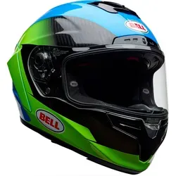 Bell Race Star DLX RSD Corsa Carbon Helm - Schwarz-Blau-Gelb, Größe S - Motorradhelm mit Velocity Flow VentilationTM für maximale Kühlung und Virus® CoolJadeTM antibakteriellem Innenfutter für besten Komfort.
