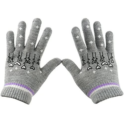 Eastlion Kinder Warm Handschuhe Fünf Finger gestrickte Wolle Handschuhe,Grau