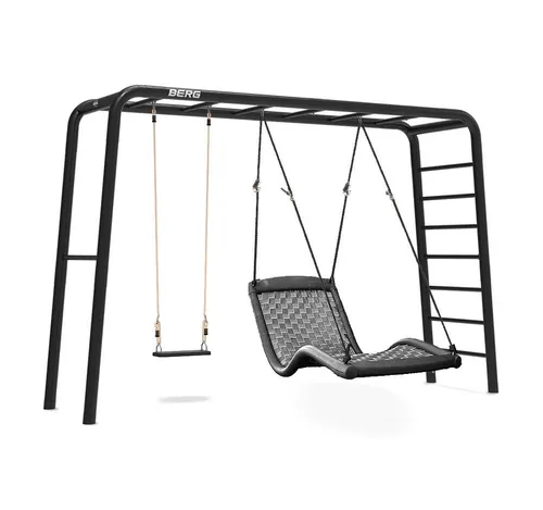 Berg Klettergerüst PlayBase L Relax Schaukelgestell Schwarz & Grün, & Gummischaukel
