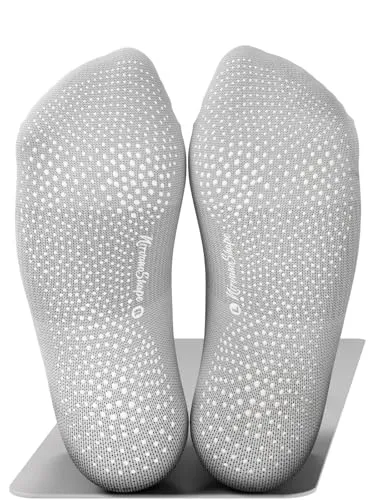 NirvanaShape Yoga & Pilates Socken [42-44, Grau] - Rutschfeste Yogasocken mit ABS Noppen für Damen u. Herren - Anti-Rutsch Stoppersocken aus bequemer Baumwolle [ÖKO TEX zertifiziert]