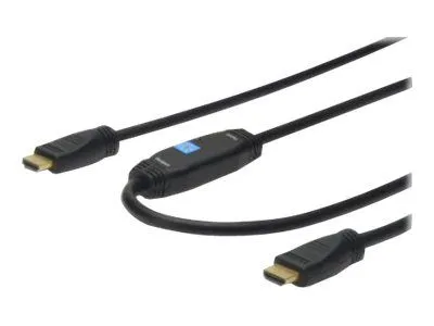 DIGITUS HDMI High Speed Anschlusskabel mit Ethernet – 20m - HiFi-Kabel mit 20m Länge, ideal für hochauflösende Video- und Audioübertragung, ausgestattet mit Signalverstärker für optimale Leistung.