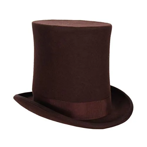 thetru Zylinderhut extra hoch braun aus Wollfilz - Edler, extra hoher Zylinderhut aus hochwertigem Wollfilz. Ideal für stilvolle Auftritte, ca. 21 cm hoch und mit braunem Hutband. Perfekte Kopfbedeckung für elegante Anlässe.