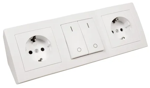 Flair Weiss Matt Steckdosen-Block 2fach mit 2 Schaltern - Praktischer Steckdosen-Block für vielseitige Anwendungen, ideal für jeden Raum. Mit 2 Schutzkontaktsteckdosen und integrierten Schaltern für einfache Bedienung.