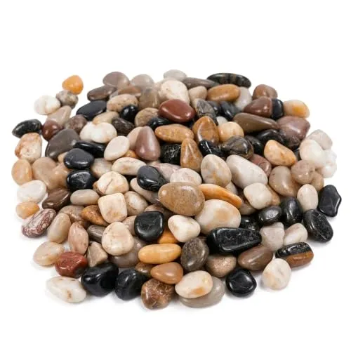 Relaxdays Flusskiesel, 2 kg, Dekosteine Garten & Aquarium, Mehrfarbig | Flusskiesel Mix, 2-4 cm, poliert, Zierkies flach