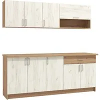 Homestyle4u Moderne Küchenzeile 200 cm Eiche Shabby Weiß von Homestyle4u