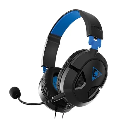 TURTLE BEACH Recon 50P Gaming-Headset schwarz, blau – Komfort und Freiheit - Kopfhörer portable mit integriertem Mikrofon für freihändige Kommunikation, ideal für Gaming und Büro. Bequemer Tragekomfort durch Kunstlederpolster und Bügelmikrofon.