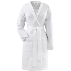 Vossen Damen Bademantel Rom, Einfarbig, Gr. XL (48/50), Weiß - Bademantel für Damen im modernen Kimono-Stil mit attraktiver Waffel-Struktur, pflegeleicht und aus reiner Baumwolle für höchsten Komfort.