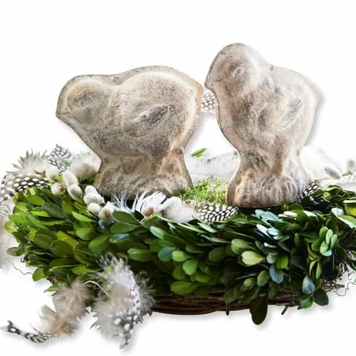 Loberon Küken 2er Set Diomede, in Handarbeit geformt, handbemalt, Antik-Finish, Ostern, Osterdekoration, Osterfiguren, Polyresin, antikbraun/antikweiß