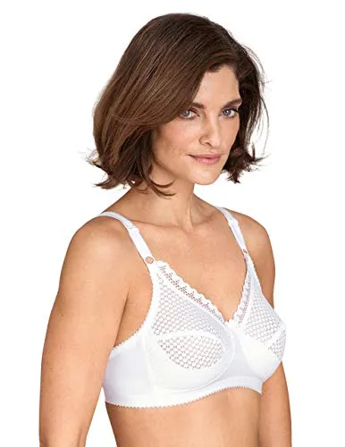 Miss Mary Cotton Dots Soft-BH Weiß E 80 für Damen - Bequemer Soft-BH aus hochwertiger Baumwolle, ideal für größere Oberweiten. Bügelloser Komfort, verstellbare Träger und elegantes Punktmuster sorgen für eine perfekte Passform und femininen Look.