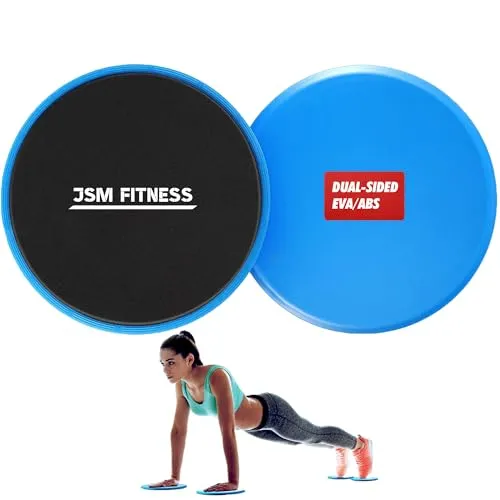 JSM FITNESS Gleitende Scheiben, Gleiter Pads für Übungen, Doppelseitige Slider Pads für Fitness-Übungen auf dem Boden, Glider Scheiben für Bauchtraining, Gliding Discs - 2 Stück