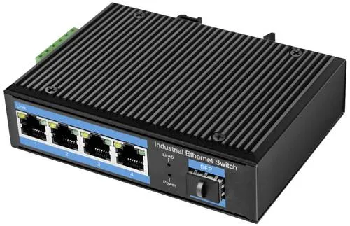 LogiLink NS204 Ethernet Switch - Unmanaged Industrial Ethernet Switch, ideal für raue Umgebungen mit Temperaturbereich von -40 bis 80 °C und flexibler PoE-Unterstützung.