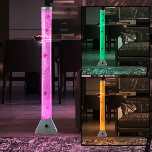 LED Wassersäule Stehlampe mit 10 Deko-Fischen - Stehleuchte mit Farbwechsler und 10 Deko-Fischen, ideal für stimmungsvolle Akzente in Wohnräumen. Perfekt für eine entspannte Atmosphäre!