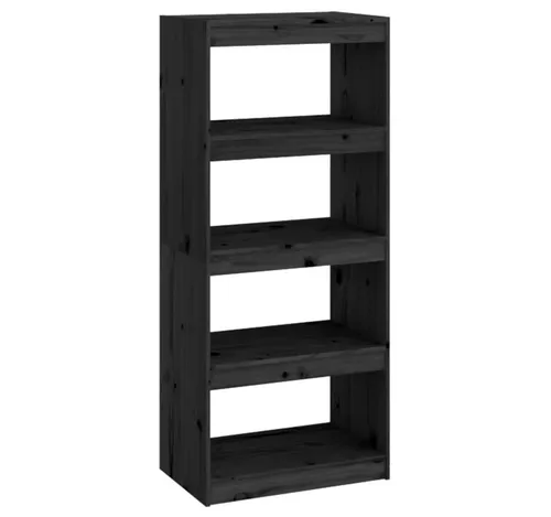 furnicato Bücherregal - Raumteiler Schwarz aus massivem Kiefernholz - Bücherregal/Raumteiler aus robustem Kiefernholz, ideal für Stauraum und als Raumteiler. Mit 4 Fächern bietet es Platz für Bücher und Deko. Pflegeleicht und stilvoll in Schwarz.