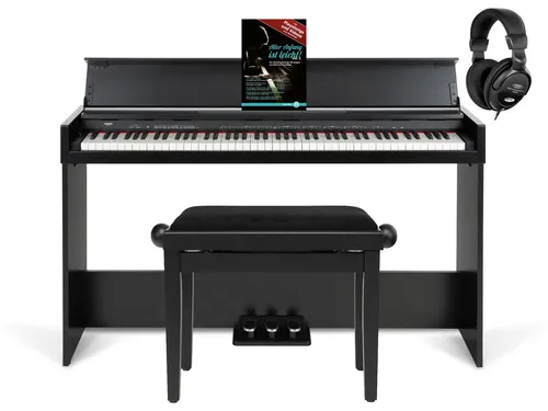 FunKey DP-1088 SM Digitalpiano Schwarz matt Set - Digitalpiano mit 88 anschlagdynamischen Tasten, 128-fach Polyphonie und 20 Sounds. Ideal für Einsteiger, im Set mit Bank, Kopfhörern und Noten für den perfekten Einstieg in die Musik!