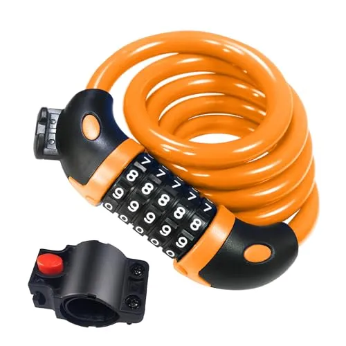 REHKITTZ Fahrradschloss 120cm/12mm - Hochsicheres Zahlenschloss - Fahrrad-Kabelschlösser mit 5-stelligem Zahlencode, 120 cm lang und aus hochfestem Material, das dreimal so stark ist wie herkömmliche Legierungen. Ideal für den sicheren Schutz von Fahrrädern und mehr!