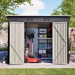 Geräteschuppen Gerätehaus Gartenhaus Metall Lagerschuppen Pultdach Satteldach 4,63m3 Schwarz mit Fundament - Schwarz