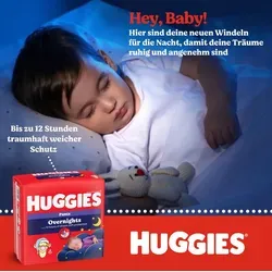 HUGGIES Windeln Overnight Pants Größe 6 - 88 St. für eine ruhige Nacht - Windeln für Kinder von 15-25 kg, bieten maximale Saugkraft und Komfort für ungestörte Nächte.
