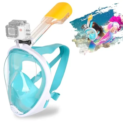 SENTAIMAO Schnorchelmaske, Schnorchel-Tauchmaske für Erwachsene mit Panoramablick, Anti-Beschlag-Design, Sportkamera-Halterung (Grün, L/XL)