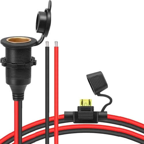 2m Hochleistungs Zigarettenanzünderbuchse Wasserdicht Marine Grade 12V / 24V Gleichstrom-Feuerzeugsteckdose Steckdose für Boot Motorrad Auto 2.5mm² Anschlusskabel 20A