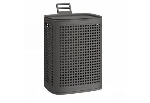 SONGMICS Wäschekorb mit Deckel, Wäschesammler Plastik, für Badezimmer, Waschküche, Wäschetonne schmal, Wäschebox platzsparend, Schlafzimmer, 75 L