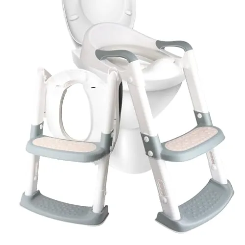 talifoca Toilettensitz Kinder, Toilettensitz Toilettentrainer mit Treppe, Upgraded Kindertoilette für Jungen und Mädchen, 2-in-1 kinder toilettensitz mit treppe, Spritz- und Rutschfestes Trittbrett.