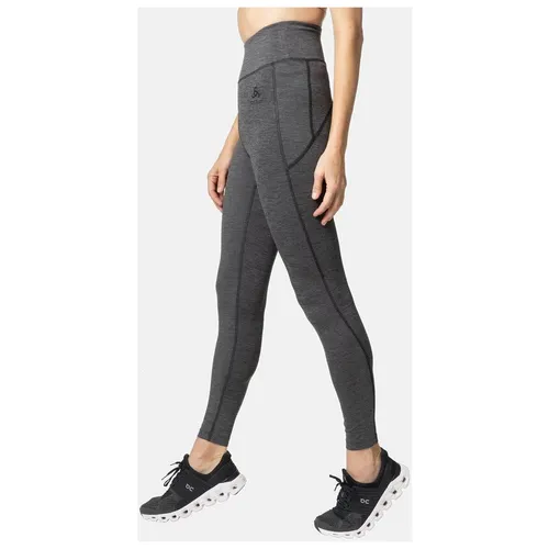 ODLO Sport Leggings Damen Active 365 Melange - Lange Laufhose für Damen, schmal geschnitten für maximale Leistung und Atmungsaktivität. Mit praktischen Taschen für Schlüssel und Smartphone, ideal für dein Lauftraining.