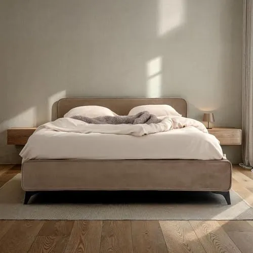 IDIMEX Polsterbett LAVORO Einzelbett 140x200 - Modernes Bett mit Samtstoffbezug - Elegantes Einzelbett mit 140x200 cm Liegefläche und gepolstertem Kopfteil für optimalen Komfort. Inklusive Lattenrost und stabile Metallbeine für langlebigen Halt.