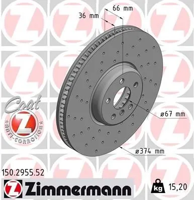 Zimmermann Bremsscheibe SPORT Z 150.2955.52 - Bremsscheiben für sportliches Fahren, optimierte Bremsleistung und hohe Wärmebeständigkeit für verbesserte Sicherheit und Fahrvergnügen.