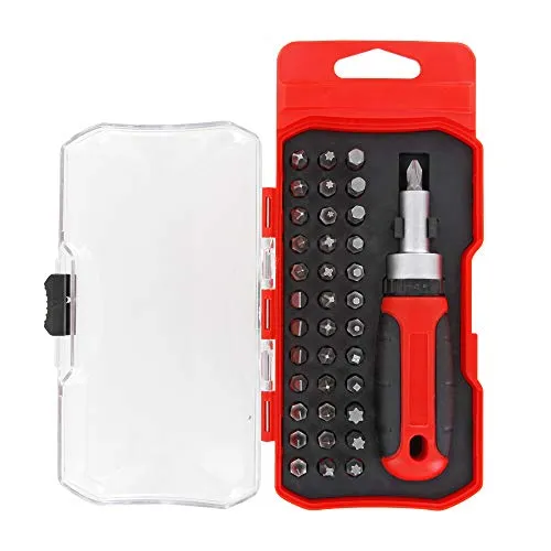 Ratschen Schraubendreher Bit Set 38tgl. Torx Hex PH Schlitz PZ Vierkant Schrauber-Bits Ratsche mini Bits Torx Set Bitaufnahme Adapter Satz feinmechanik Kreuzschlitz Schrauber