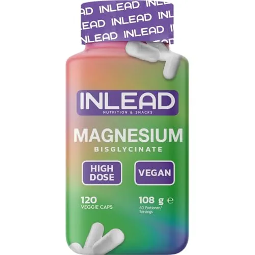 INLEAD - Magnesium Bisglycinat | Hochwertige Kapseln für maximale Bioverfügbarkeit und Unterstützung der Gesundheit - 120 Kapseln