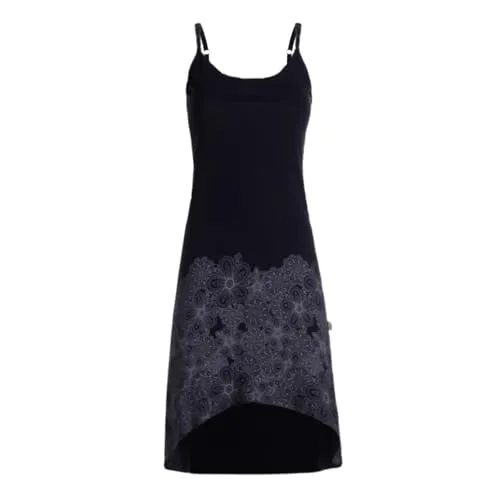 Vishes Damen Sommerkleid mit Spaghettiträgern in Schwarz I Größe 2XL (44) I Handgefertigt aus 100% Baumwolle I Träger-Kleid I Ideal für Frühjahr & Sommer I Nachhaltige Alternative Bekleidung