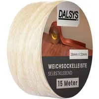 Dalsys Weichsockelleiste selbstklebend Eiche hell 15m - Sockelleisten für Fugen in Wohnräumen, Küche und Bad – einfach anzubringen ohne Bohren, formstabil und schützt vor Schmutz und Feuchtigkeit.
