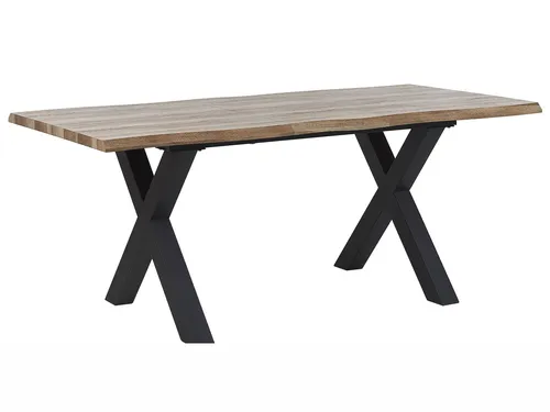 BELIANI Ausziehbarer Esstisch Dunkelbraun 140/180 x 90 cm