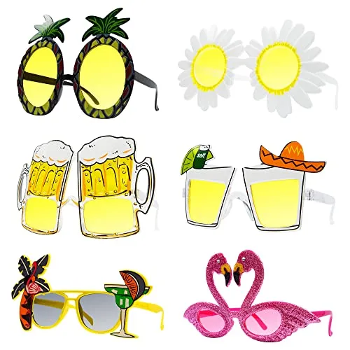 AWCIGG Partybrille Lustige Party Sonnenbrille 6 Paar Witzig Party Brillen Kostüm Spassbrillen für Mallorca Pool Hawaii Party Accessoires Sommer Party Photo Requisiten