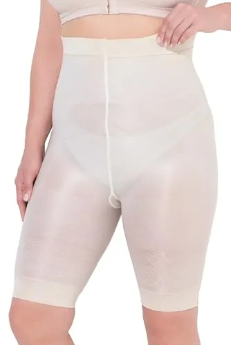 Ulla Popken Damen große Größen Übergrößen Plus Size Bodyforming-Strumpfradler, Shaping-Effekt perlweiß 58+ 838209650-58+