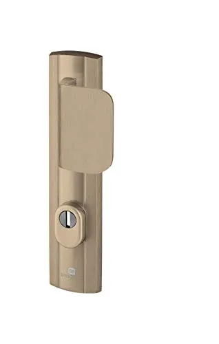 Bricard 9910091 Türgriffe, gepanzert, auf Platte, Klappständer + Spoiler für Eingangstür, für europäische Zylinder), Farbe: Bernsteinfarben