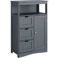 Vicco Midischrank Bianco, Grau, 56 x 86.5 cm - Midischrank für stilvolle Badezimmerorganisation, bietet großzügigen Stauraum und elegantes Design für ein luxuriöses Spa-Erlebnis Zuhause.