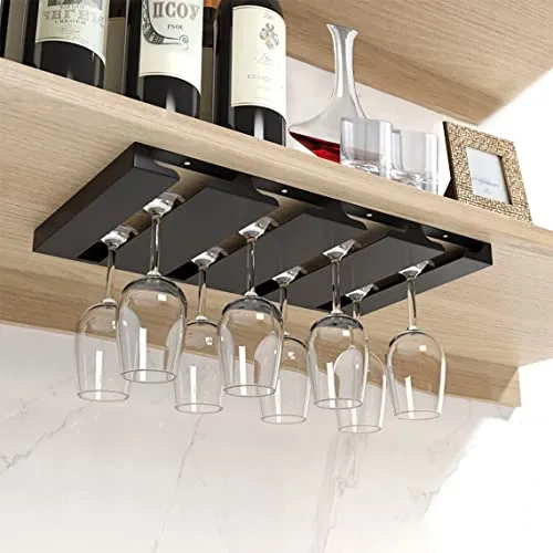 Hivexagon Gläserhalter Hängendes Weinglasregal unter dem Schrank Stemware-Racks mit 4 Reihen Metallstangenregalen für Küchen Restaurant Schränke Regal – Passt von 1,1 bis 3,4 Zoll Basis des Bechers