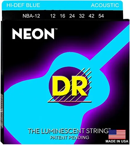 Dr Strings nba12 12–54 MEDIUM Set handgefertigte Neon High Definition blau beschichtet Akustik Saiten