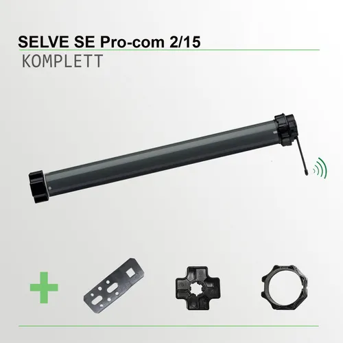 SELVE SE Pro 2/15-com Ø45 Radio Shutter Motor - Baumarkt - Hochwertiger Radio-Rollladenmotor mit 15 Nm Zugkraft, inkl. SW 60 Adapter und 2,5 m Kabel, ideal für präzise Steuerung und einfache Installation.