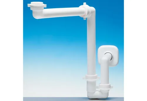 SO-TECH® Siphon Raumsparsiphon 32 - 40 mm Ablaufgarnitur f. Küche und Bad, Raumspar-Siphon weiß