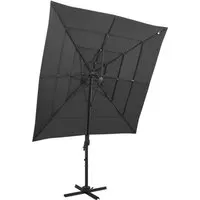 Sonnenschirm mit Aluminium-Mast 4-lagig Anthrazit 250x250 cm - Sonnenschirm, elegantes Design in Anthrazit, bietet idealen UV-Schutz und ist perfekt für entspannte Stunden im Freien.