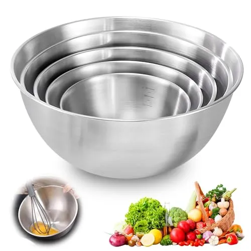 Pcs Rührschüssel Edelstahl Schüssel, Salatschüssel Edelstahlschüssel Edelstahl Rührschüssel, Küchenschüssel Servierschüssel 1l,1.5l, 2l, 2.5l, 3.5l, Salatschüssel Für Die Küche,Platzsparend 5