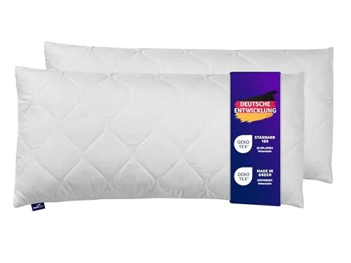 Traumnacht Cozy - Kopfkissen 2er Set mit Bezug aus softer Mikrofaser, Öko-Tex zertifiziertes Kopfkissen mit Reißverschluss, 40x80 cm, produziert nach deutschem Qualitätsstandard
