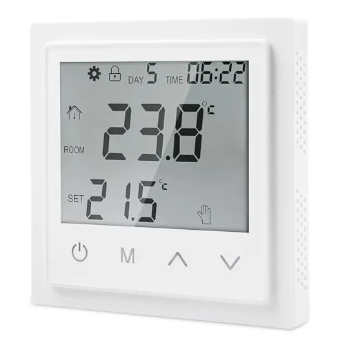 Digital Thermostat Raumthermostat Fußbodenheizung, Thermostat Fussbodenheizung Elektrisch mit Programmierbar für Raumtemperaturregler, Heizungsthermostat, Unterputz, LCD-Display, 16A Wandthermostat