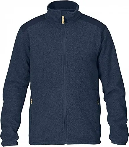Fjällräven Herren Fleecejacke Sten Sweatshirt, Dark Navy - Outdoor Jacke mit regulärer Passform, verstärkten Schultern aus G-1000 Material und hohem Kragen für optimalen Komfort und Schutz.